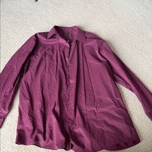 Maroon Button-Up Shirt with Subtle Geometric Print